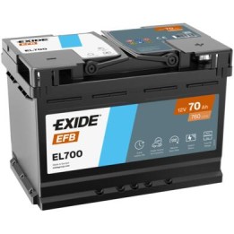 Start-Stop battery 70Ah 12V 760A Exide EL700 | telebaterias.com