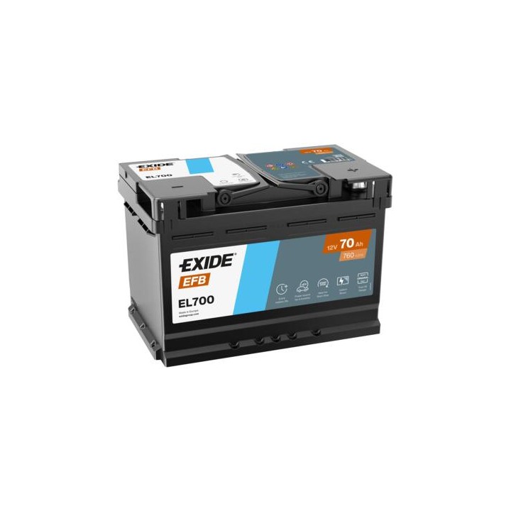 Batteria Start-Stop 70Ah 12V 760A Exide EL700 | telebaterias.com