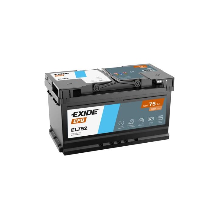 Start-Stop battery 75Ah 12V 730A Exide EL752 | telebaterias.com