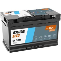Batería Start-Stop 80Ah 12V 800A Exide EL800 | telebaterias.com