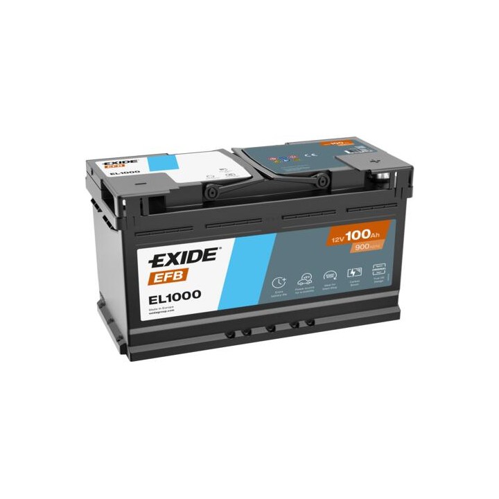 Start-Stop battery 100Ah 12V 900A Exide EL1000 | telebaterias.com