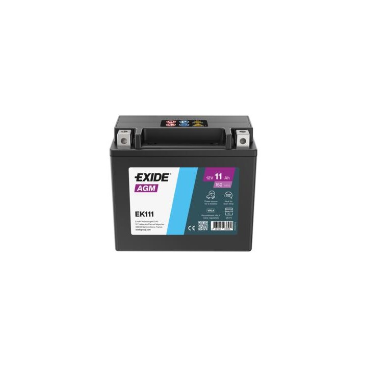 Auxiliary battery 11Ah 12V 150A Exide EK111 | telebaterias.com