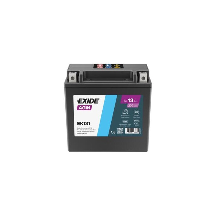 Batería auxiliar 13Ah 12V 200A Exide EK131 | telebaterias.com