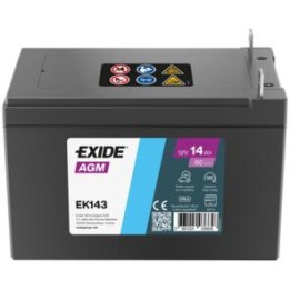 Batteria ausiliaria 14Ah 12V 80A Exide EK143 | telebaterias.com