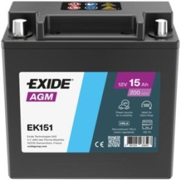 Batería auxiliar 15Ah 12V 200A Exide EK151 | telebaterias.com