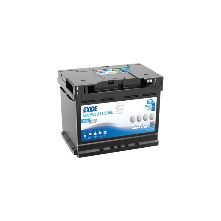 Batería de barco 60Ah 12V 680A Exide EP500 | telebaterias.com