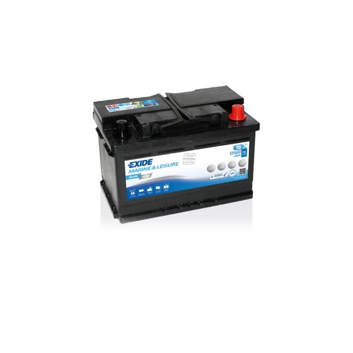 Batería de barco 70Ah 12V 760A Exide EP600 | telebaterias.com