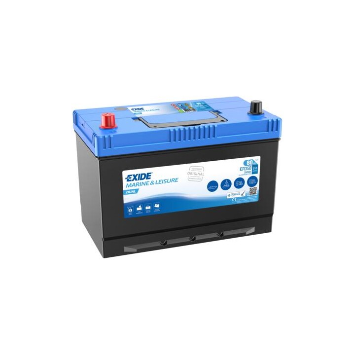 Bootsbatterie 80Ah 12V 570A Exide ER350 | telebaterias.com