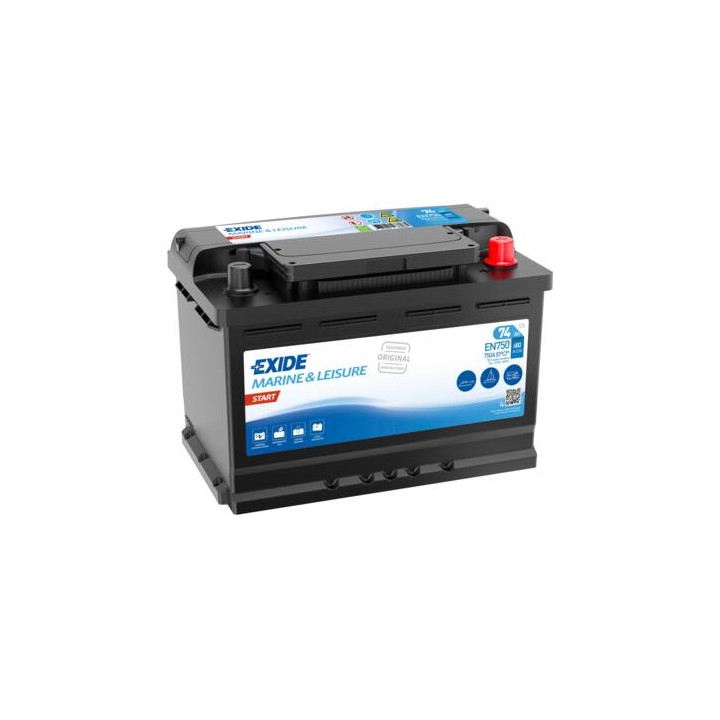 Bootsbatterie 74Ah 12V 680A Exide EN750 | telebaterias.com