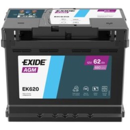 Batería Start-Stop 62Ah 12V 680A Exide EK620 | telebaterias.com