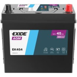 Batería auxiliar 45Ah 12V 380A Exide EK454 | telebaterias.com
