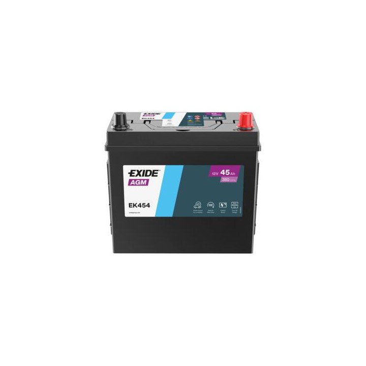Batterie auxiliaire 45Ah 12V 380A Exide EK454 | telebaterias.com