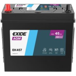 Batería auxiliar 45Ah 12V 380A Exide EK457 | telebaterias.com