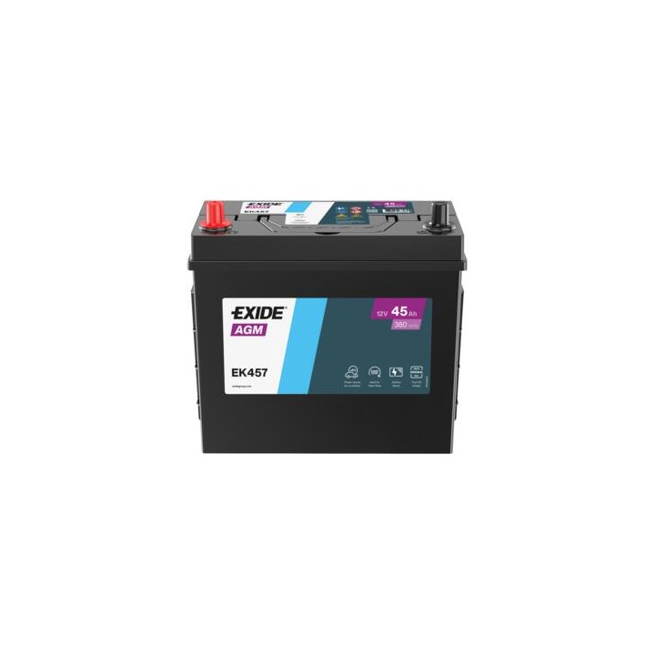 Zusatzbatterie 45Ah 12V 380A Exide EK457 | telebaterias.com