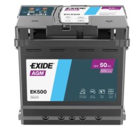 Batería auxiliar 50Ah 12V 570A Exide EK500 | telebaterias.com