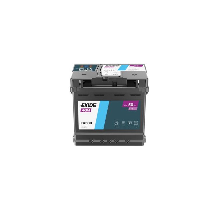 Auxiliary battery 50Ah 12V 570A Exide EK500 | telebaterias.com
