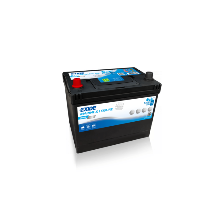 Marine battery 75Ah 12V 750A Exide EZ650 | telebaterias.com