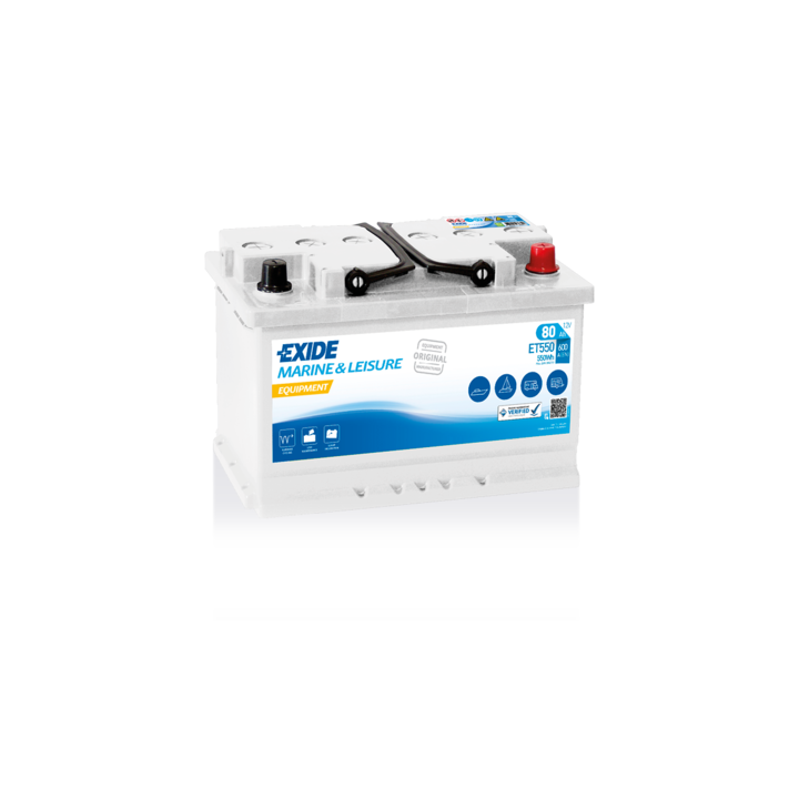 Batteria nautica 80Ah 12V 600A Exide ET550 | telebaterias.com