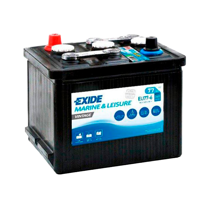 Batteria nautica 77Ah 6V 360A Exide EU77-6 | telebaterias.com