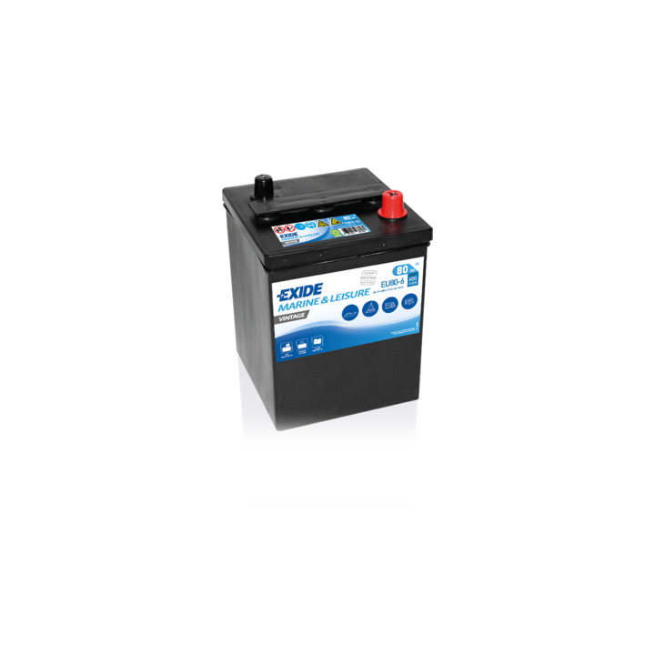 Batería de barco 80Ah 6V 600A Exide EU80-6 | telebaterias.com