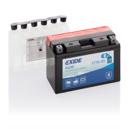 Batería de moto 8Ah 12V 110A Exide ET9B-BS | telebaterias.com