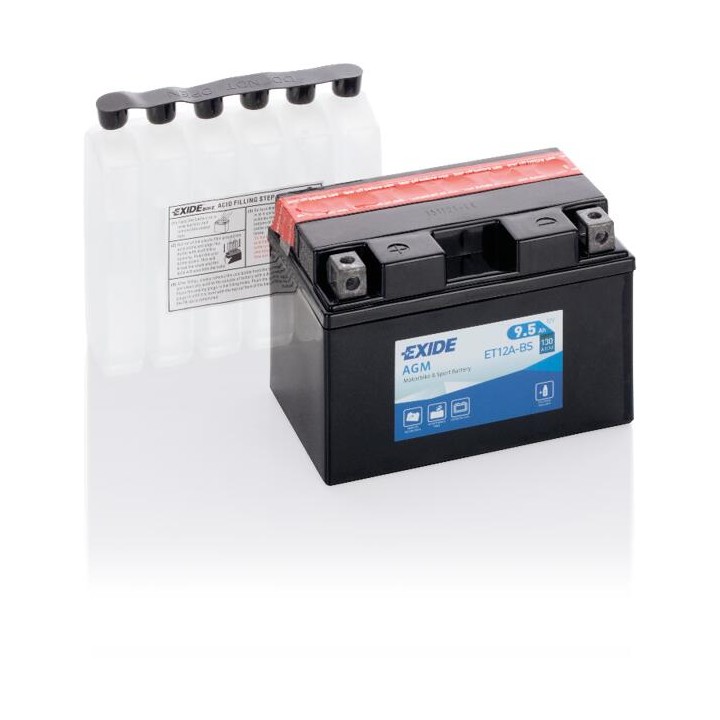 Batería de moto 10Ah 12V 130A Exide ET12A-BS | telebaterias.com