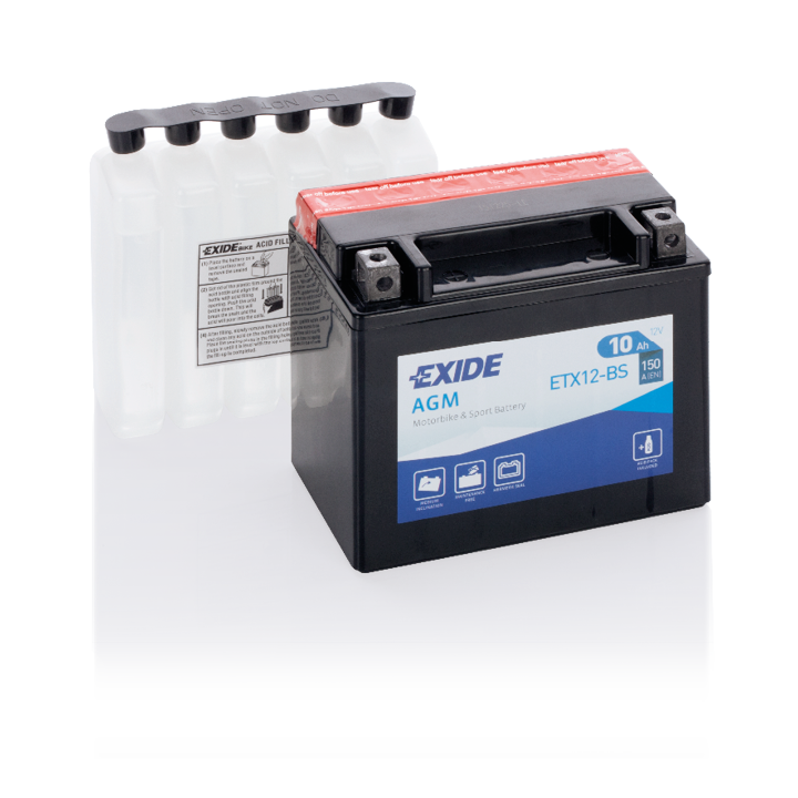Motorradbatterie 10Ah 12V 150A Exide ETX12-BS | telebaterias.com