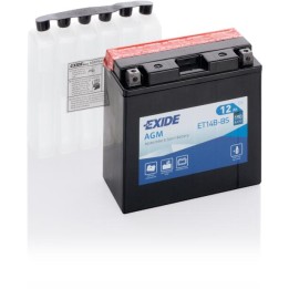 Motorcycle battery 12Ah 12V 190A Exide ET14B-BS | telebaterias.com