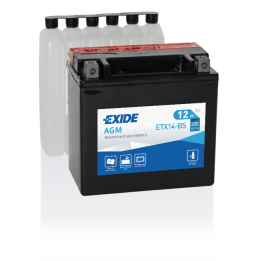 Batería de moto 12Ah 12V 200A Exide ETX14-BS | telebaterias.com