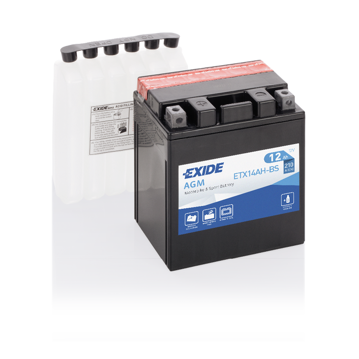 Batteria per moto 12Ah 12V 210A Exide ETX14AH-BS | telebaterias.com