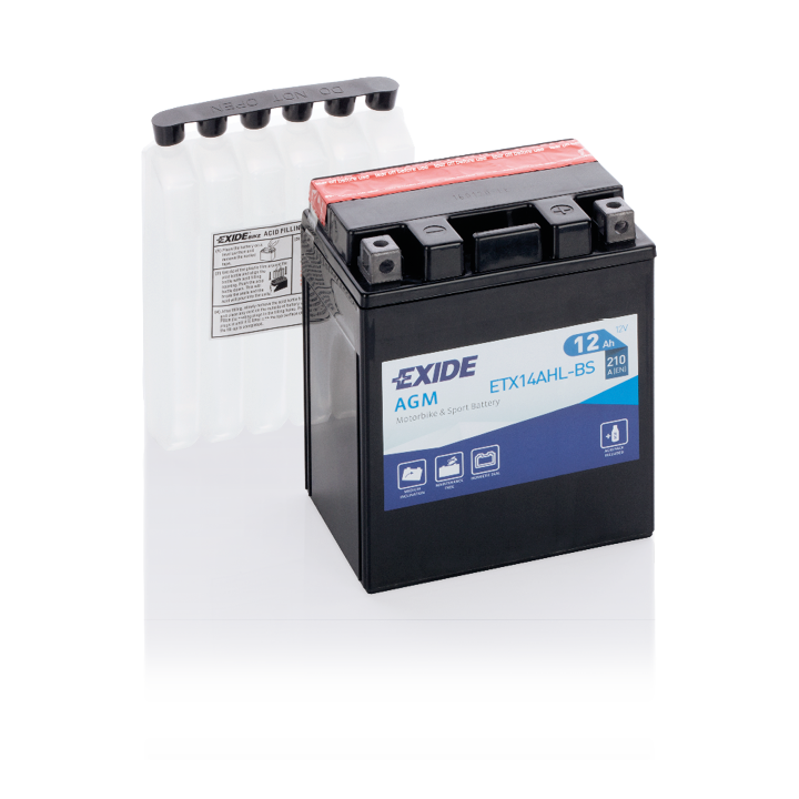 Bateria de mota 12Ah 12V 210A Exide ETX14AHL-BS | telebaterias.com
