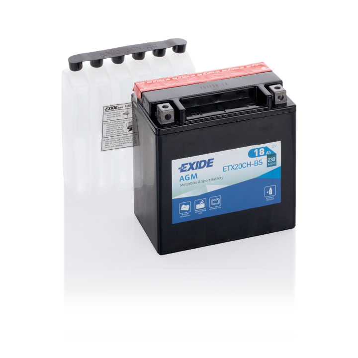 Batteria per moto 18Ah 12V 230A Exide ETX20CH-BS | telebaterias.com