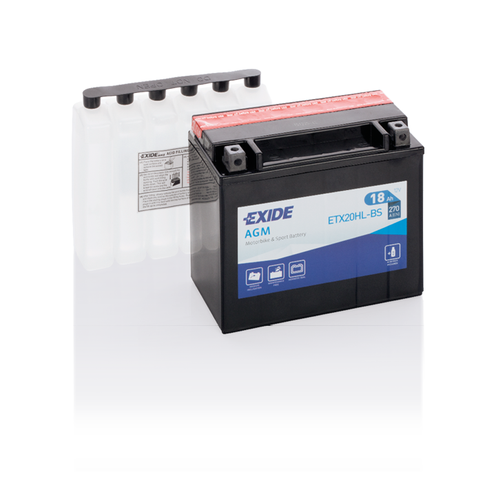Batteria per moto 18Ah 12V 270A Exide ETX20HL-BS | telebaterias.com