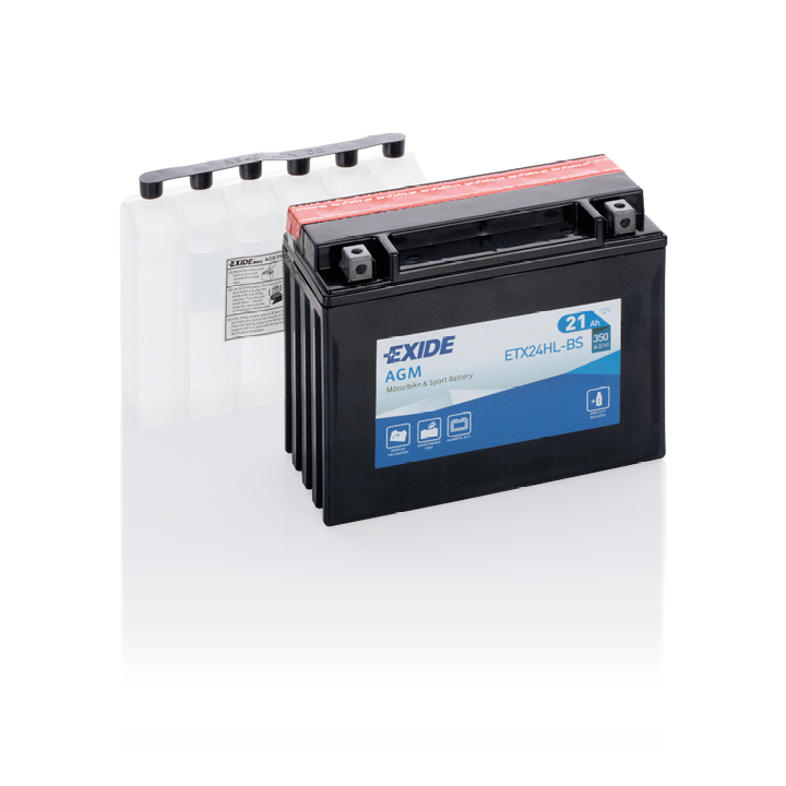 Batteria per moto 21Ah 12V 350A Exide ETX24HL-BS | telebaterias.com
