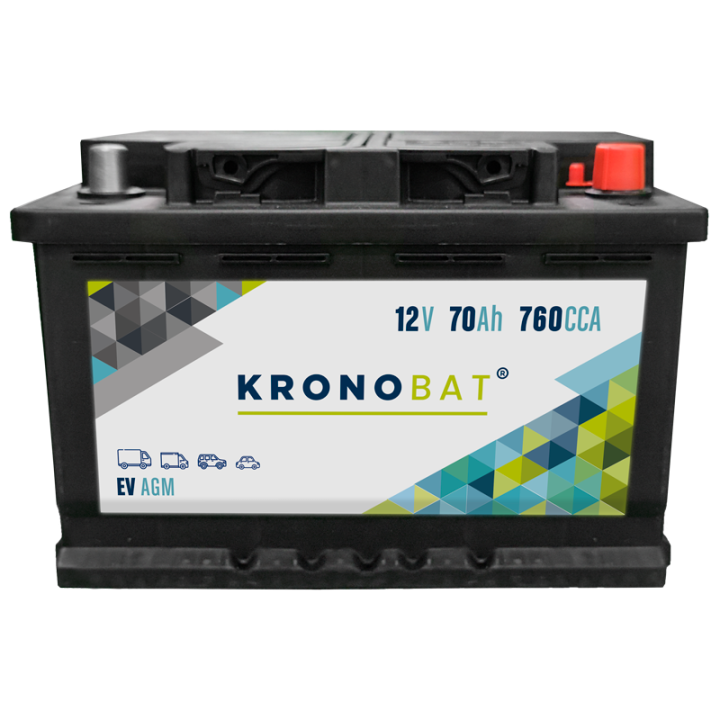 Caravan battery 70Ah 12V 760A Kronobat EV-70-AGM | telebaterias.com