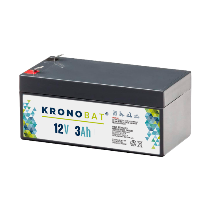 Batteria per carrozzina 3Ah 12V Kronobat ES3-12 | telebaterias.com