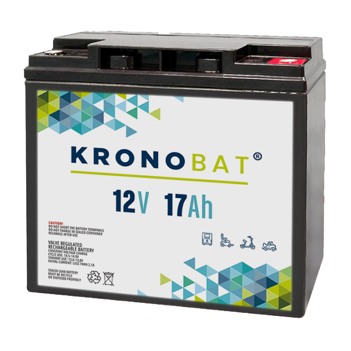 Batterie pour fauteuil roulant 18Ah 12V Kronobat ES17-12 | telebaterias.com