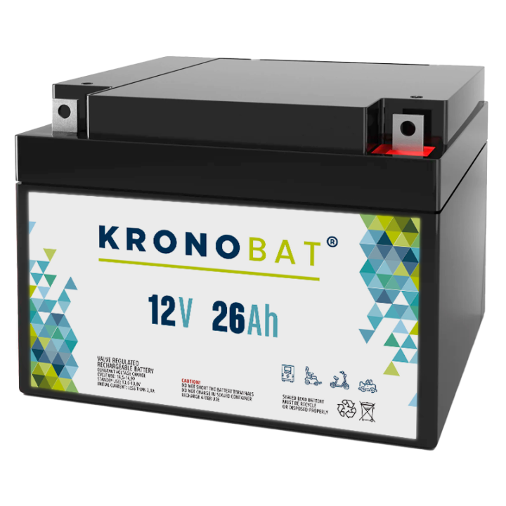 Batería para silla de ruedas 26Ah 12V Kronobat ES26-12 | telebaterias.com