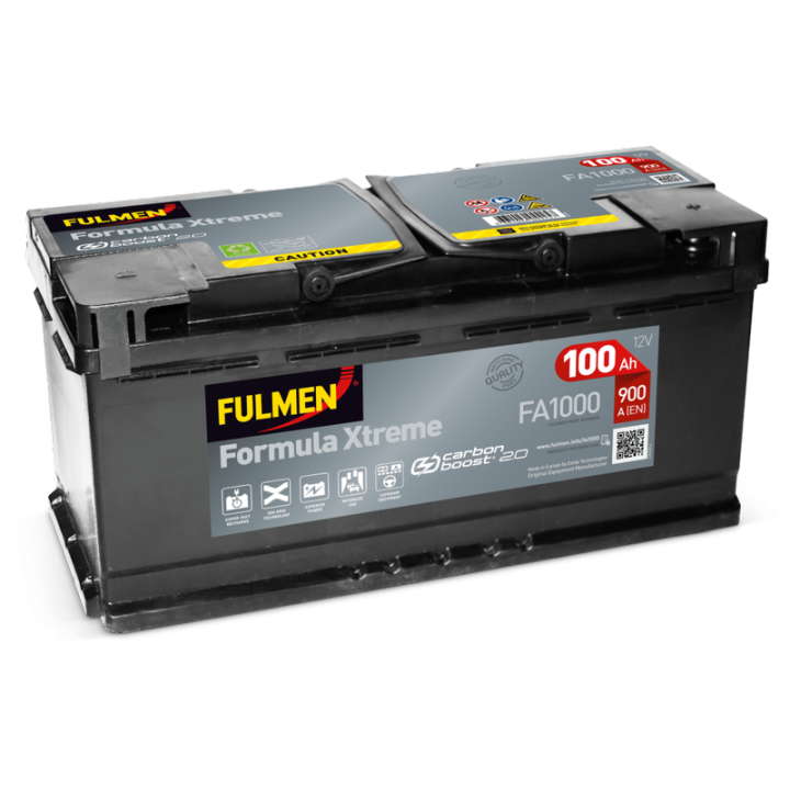 Batterie de voiture 100Ah 12V 900A Fulmen FA1000 | telebaterias.com