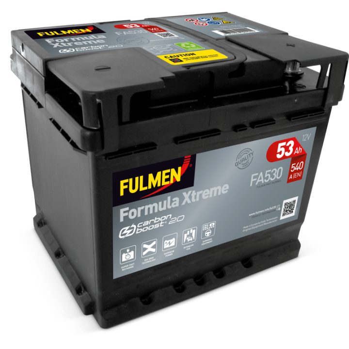 Batterie de voiture 53Ah 12V 540A Fulmen FA530 | telebaterias.com