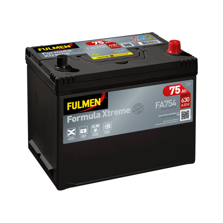 Car battery 75Ah 12V 630A Fulmen FA754 | telebaterias.com