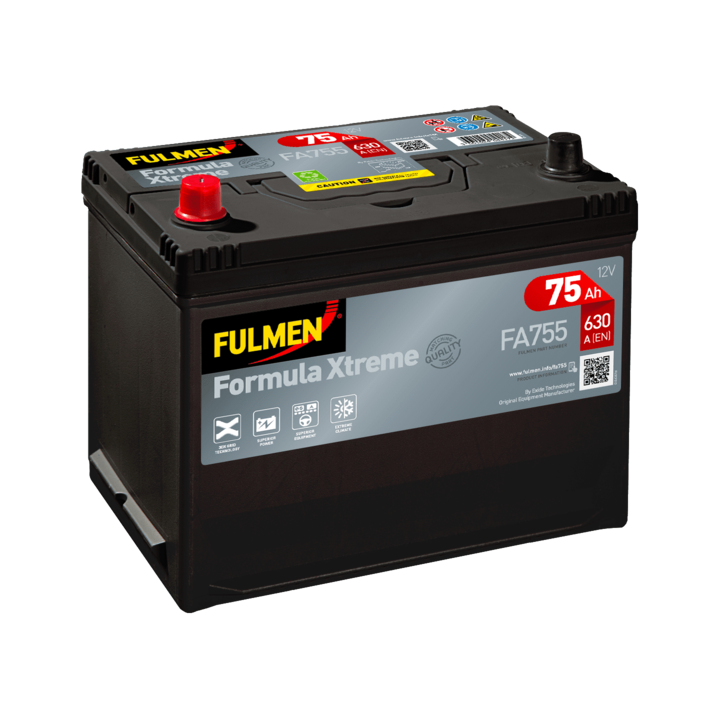 Batteria per auto 75Ah 12V 630A Fulmen FA755 | telebaterias.com