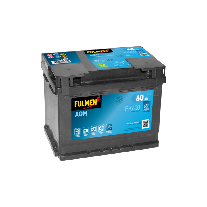 Start-Stop battery 60Ah 12V 680A Fulmen FK600 | telebaterias.com