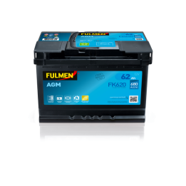 Start-Stop-Batterie 62Ah 12V 680A Fulmen FK620 | telebaterias.com