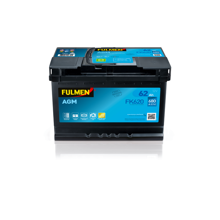 Batteria Start-Stop 62Ah 12V 680A Fulmen FK620 | telebaterias.com