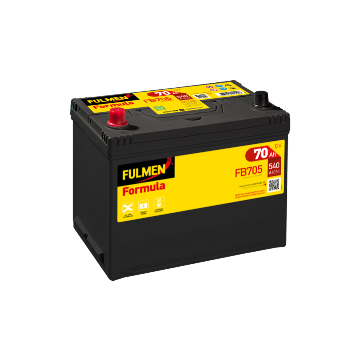 Car battery 70Ah 12V 540A Fulmen FB705 | telebaterias.com