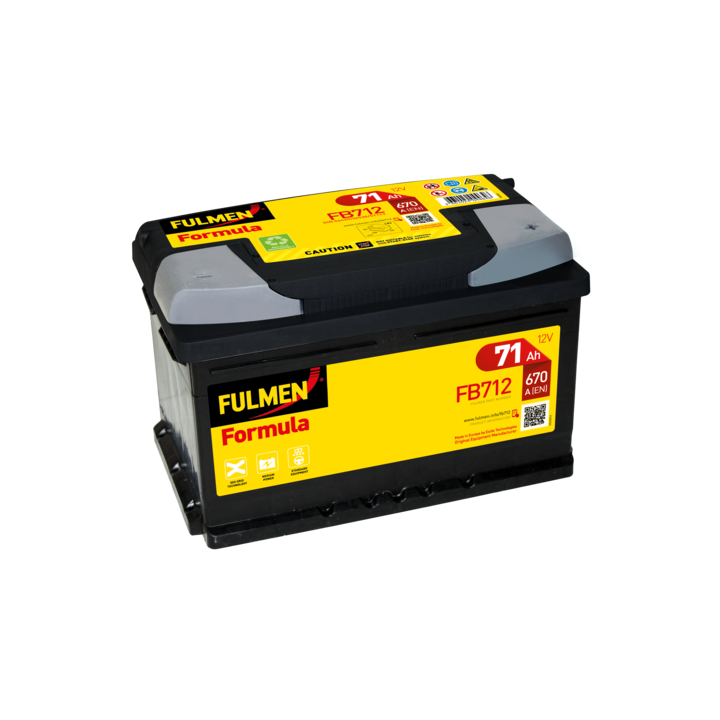 Car battery 71Ah 12V 670A Fulmen FB712 | telebaterias.com