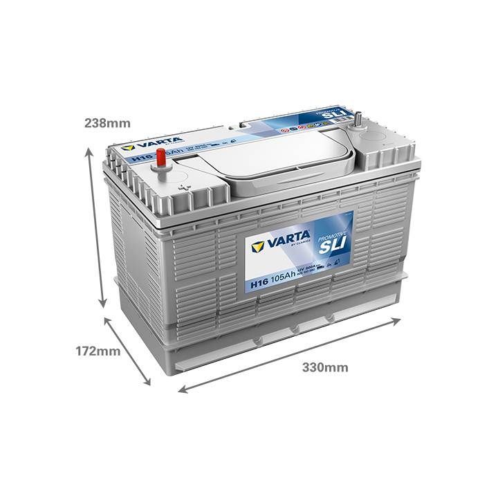 Batería de camión 105Ah 12V 800A Varta H16 | telebaterias.com