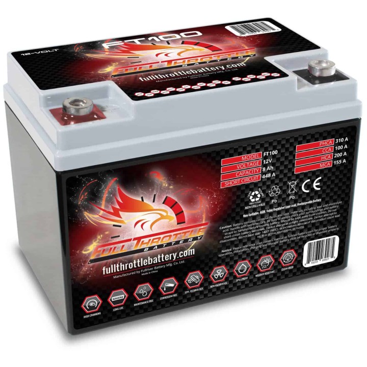 Marine battery 8Ah 12V 100A Fullriver FT100 | telebaterias.com