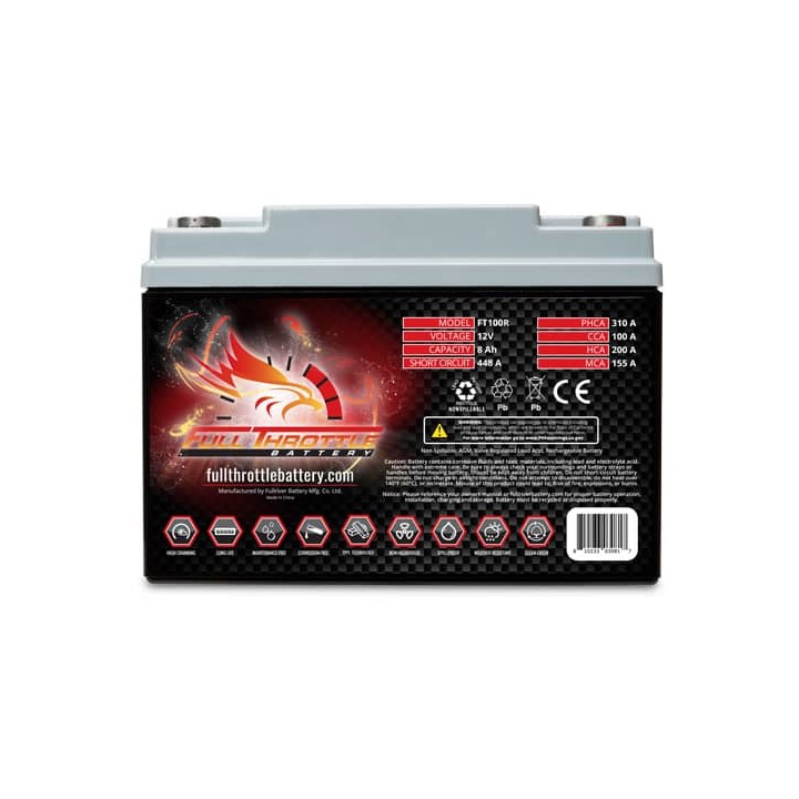 Marine battery 8Ah 12V 100A Fullriver FT100R | telebaterias.com